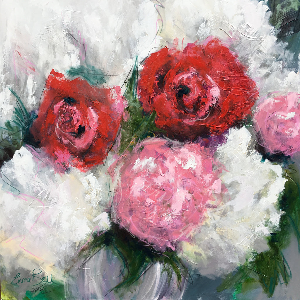 Vintage Roses painting Emma Bell - Christenberry Collection