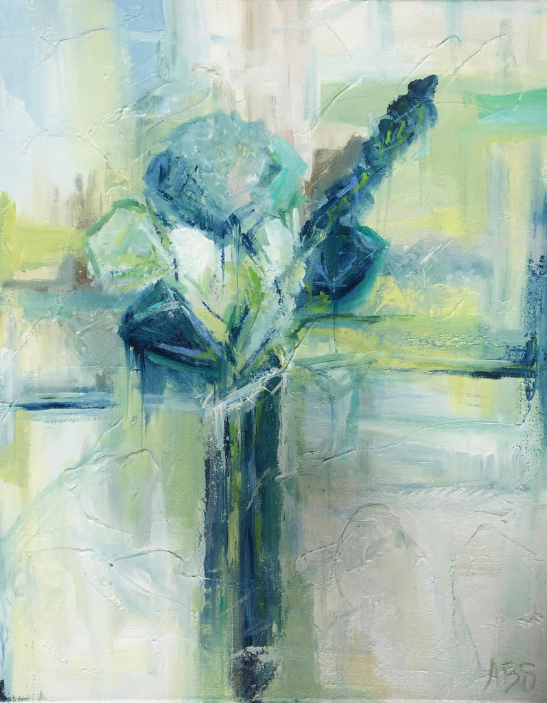 Blue Bouquet painting Ann Schwartz - Christenberry Collection