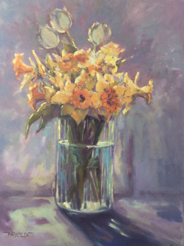 Tulips and Daffodils painting Barbara Hayden - Christenberry Collection