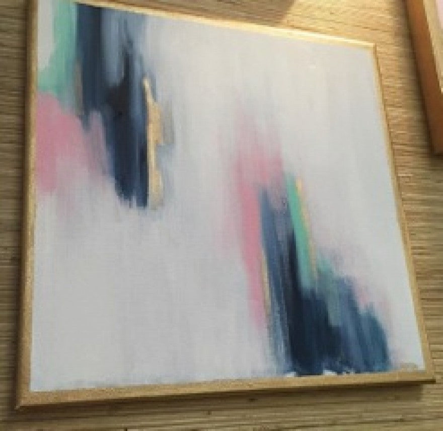 Pink and Blue Abstract painting Lauren Neville - Christenberry Collection