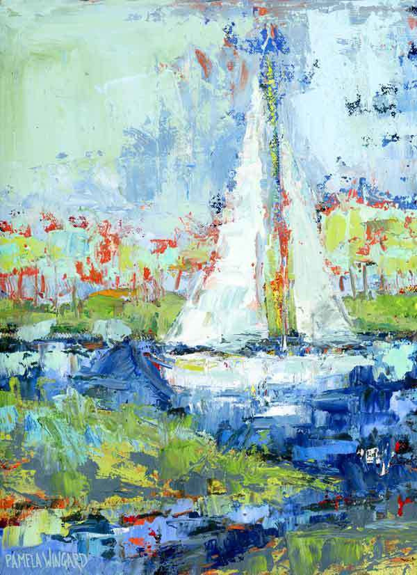 Charleston Sailboat painting Pamela Wingard - Christenberry Collection