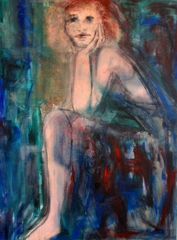 Waiting on the Stairway painting Bonnie Goldberg - Christenberry Collection