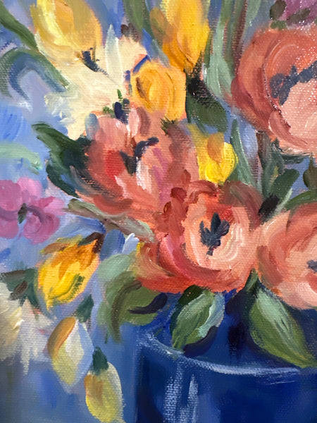 Flowers in a Blue Vase