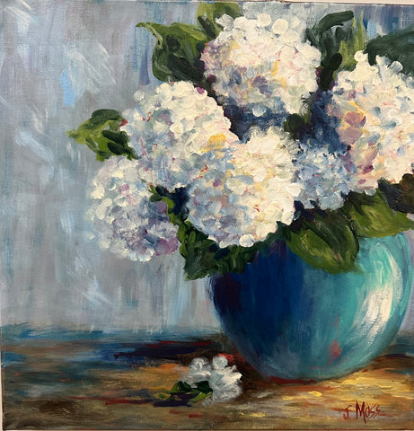 Hydranges In a Blue Vase