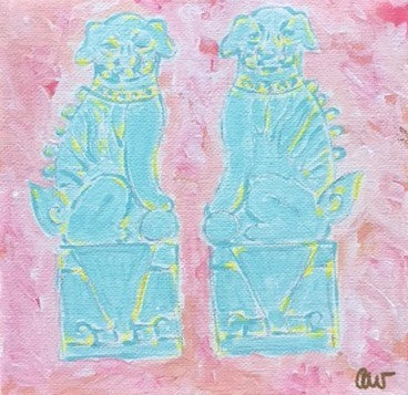 Foo Dogs painting Ashley Williams - Christenberry Collection