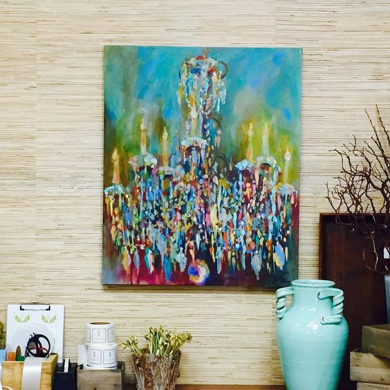 French Blue Chandelier painting Amy Dixon - Christenberry Collection