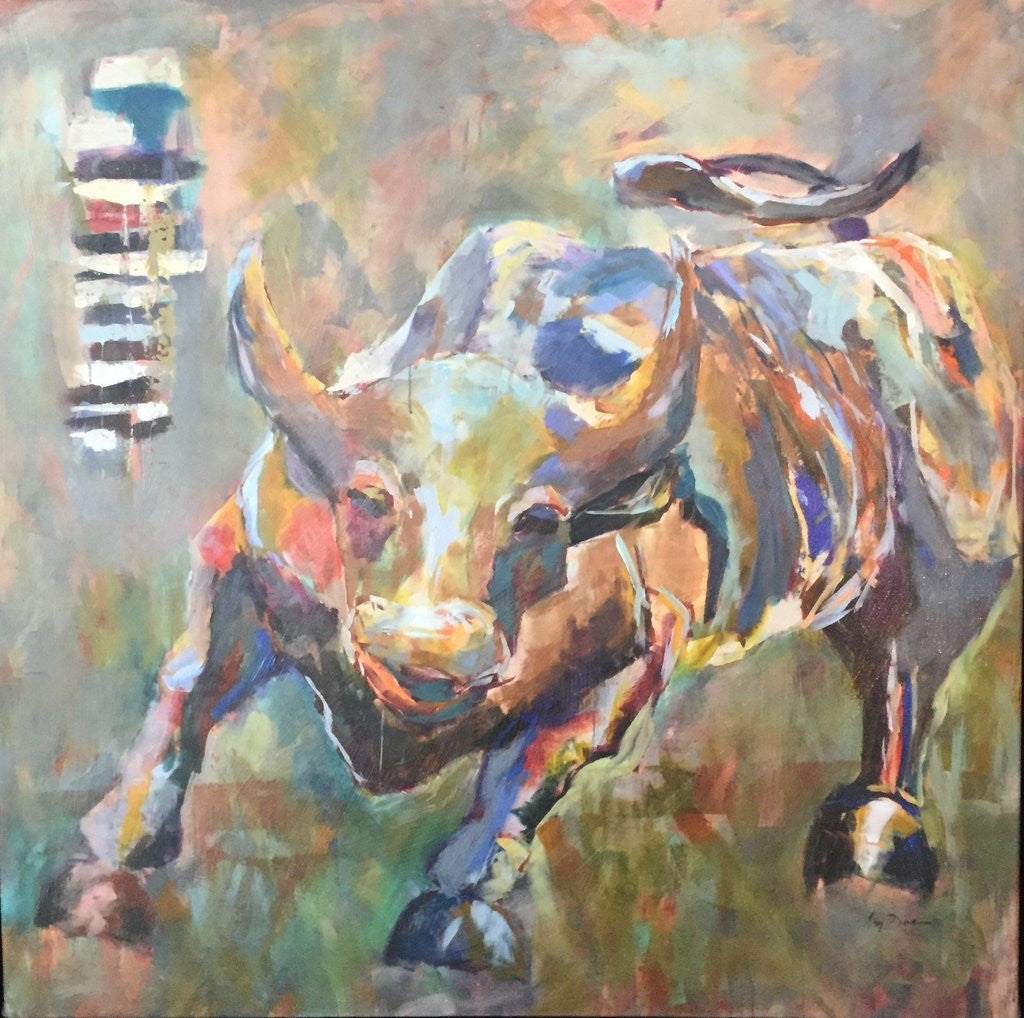 Wall Street Bull painting Amy Dixon - Christenberry Collection
