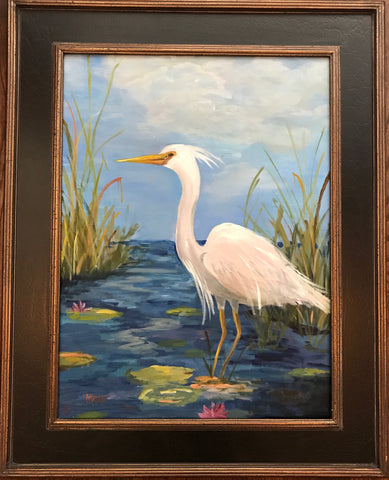 Herons in the Marsh painting Jenny Moss - Christenberry Collection