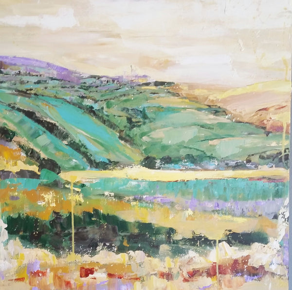 Landscape - Lavender Hills painting Kym De Los Reyes - Christenberry Collection