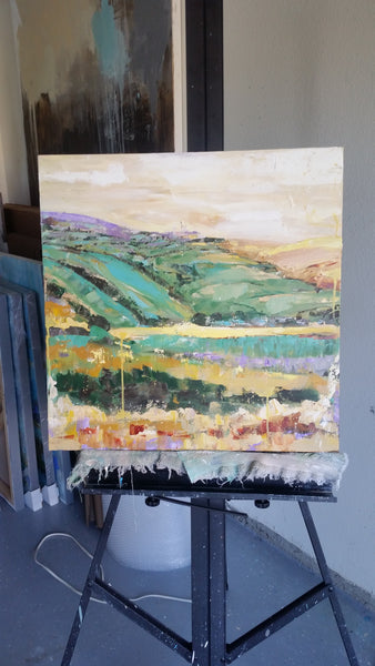 Landscape - Lavender Hills painting Kym De Los Reyes - Christenberry Collection