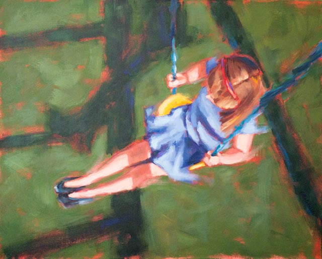 Swing Low, Blue painting Kelly Berger - Christenberry Collection
