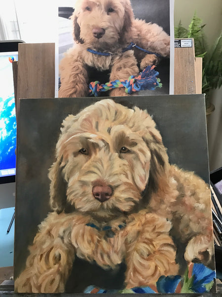 Commission Dog Portraits painting Leanne Lovice - Christenberry Collection