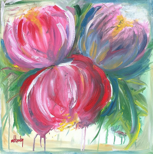 Red Peonies painting Mary Kathryn Kendig - Christenberry Collection