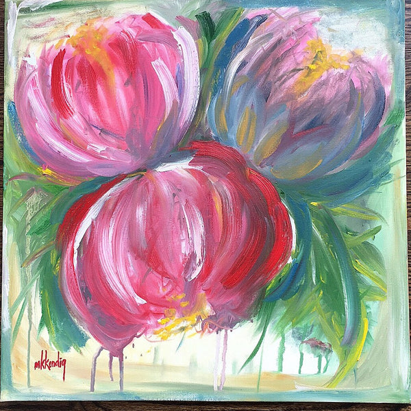 Red Peonies painting Mary Kathryn Kendig - Christenberry Collection