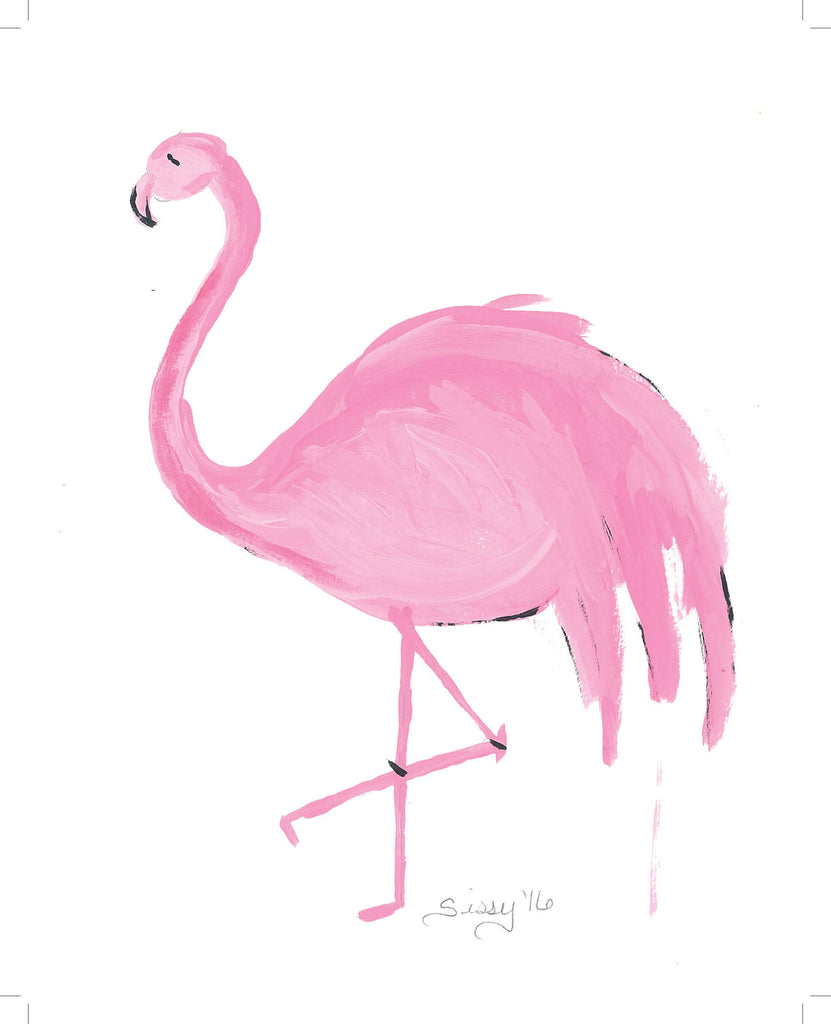 Frances The Flamingo painting Jane Marie Edwards - Christenberry Collection