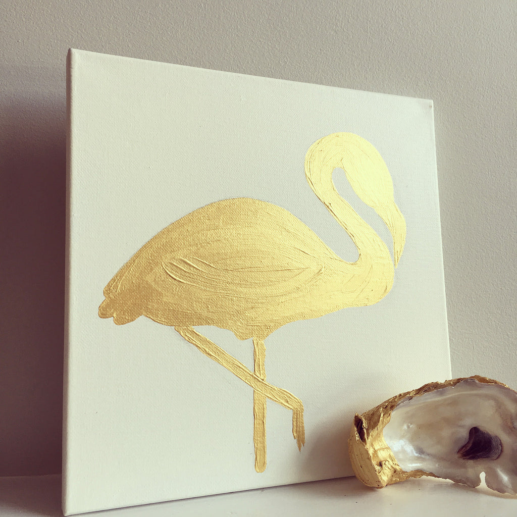 Gold Flamingo painting Mary Kathryn Kendig - Christenberry Collection