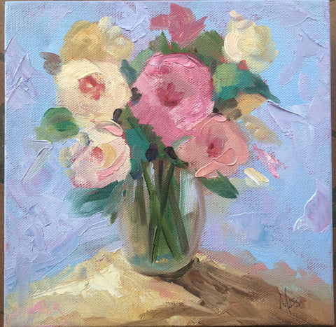 Floral Still Life painting Jenny Moss - Christenberry Collection