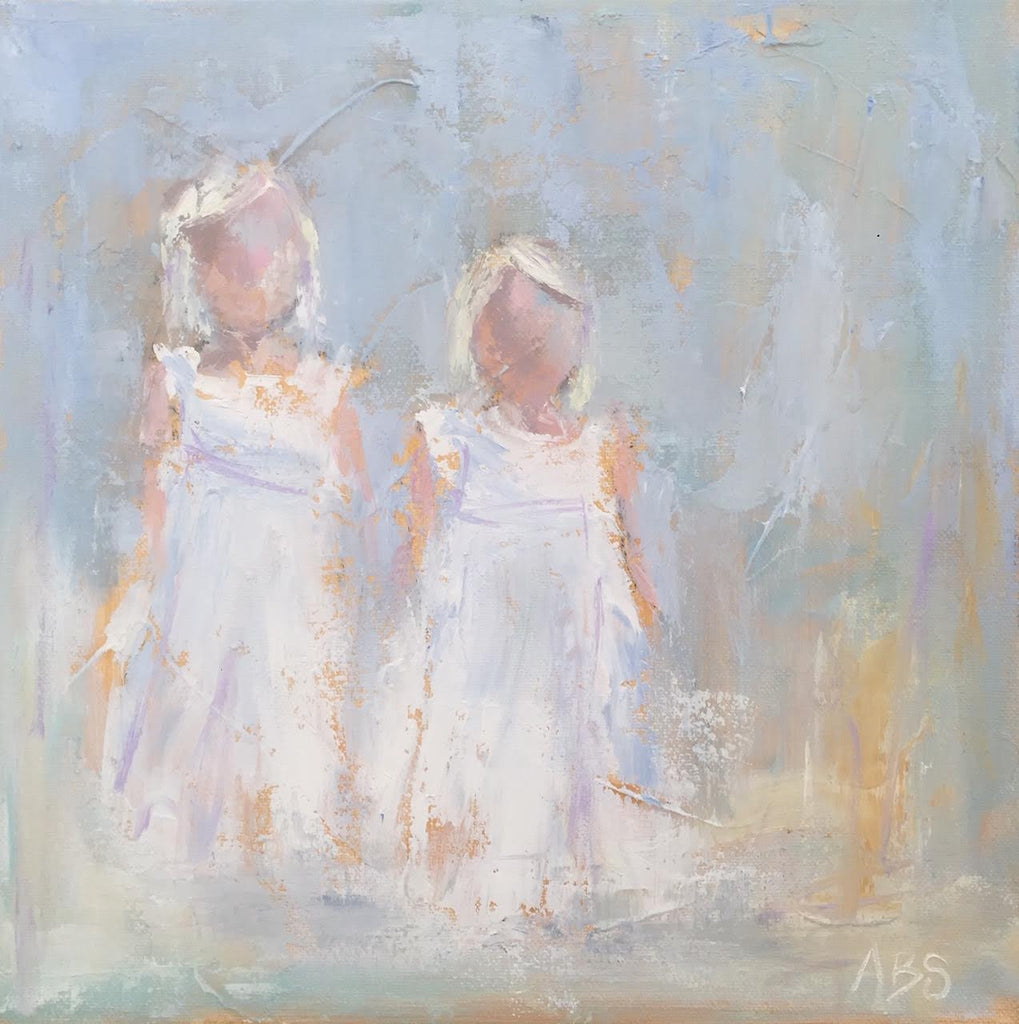Blondes in White Dresses painting Ann Schwartz - Christenberry Collection