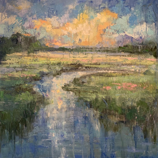 Creek at Dawn painting Ann Schwartz - Christenberry Collection
