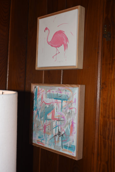 Abstract Pinks and Blues painting Jane Marie Edwards - Christenberry Collection