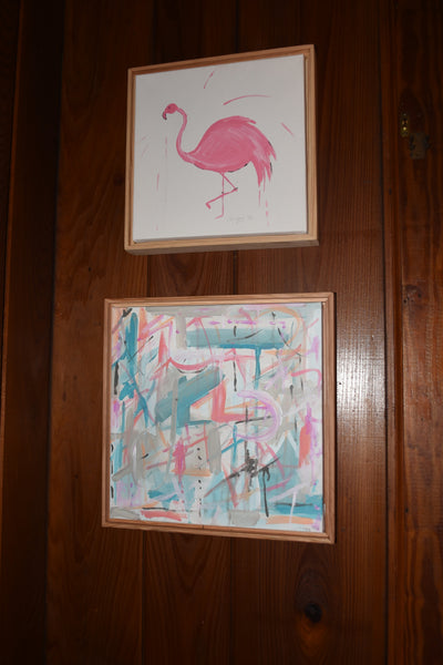 Abstract Pinks and Blues painting Jane Marie Edwards - Christenberry Collection