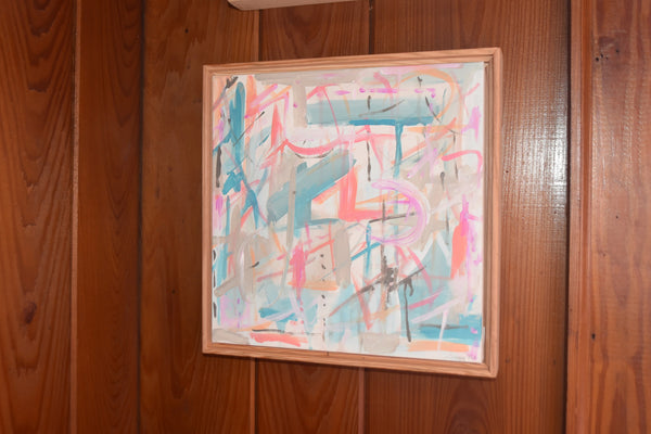 Abstract Pinks and Blues painting Jane Marie Edwards - Christenberry Collection