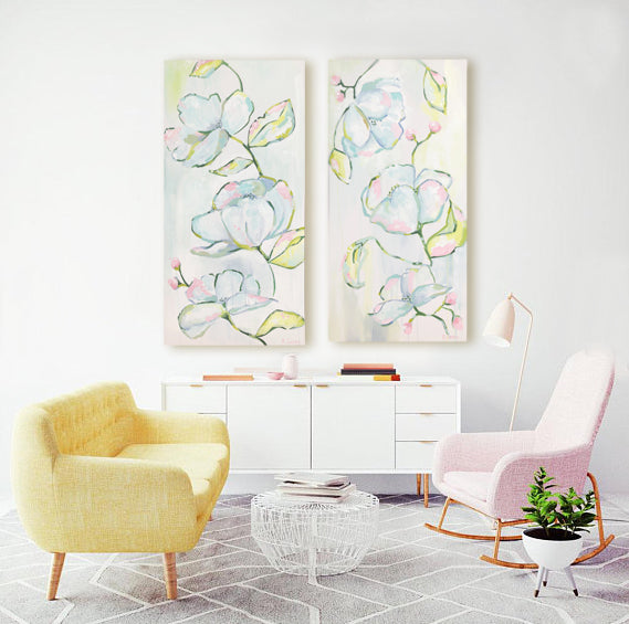 Floral Diptych painting Kristin Cooney - Christenberry Collection