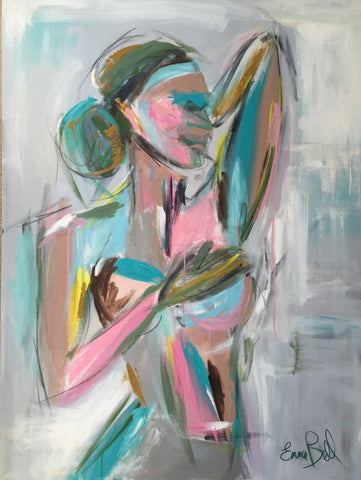 Lady in Aqua painting Emma Bell - Christenberry Collection