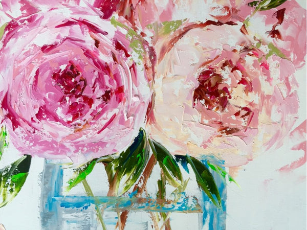 Peonies in a Glass Vase painting Emma Bell - Christenberry Collection