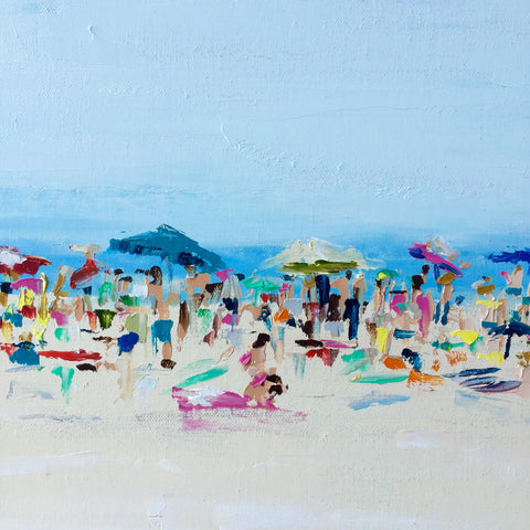 Beach Life - A Crowded Day painting Emma Bell - Christenberry Collection