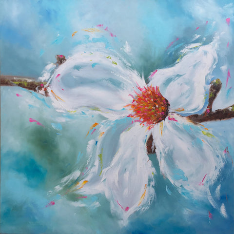 White Magnolia painting Emma Bell - Christenberry Collection