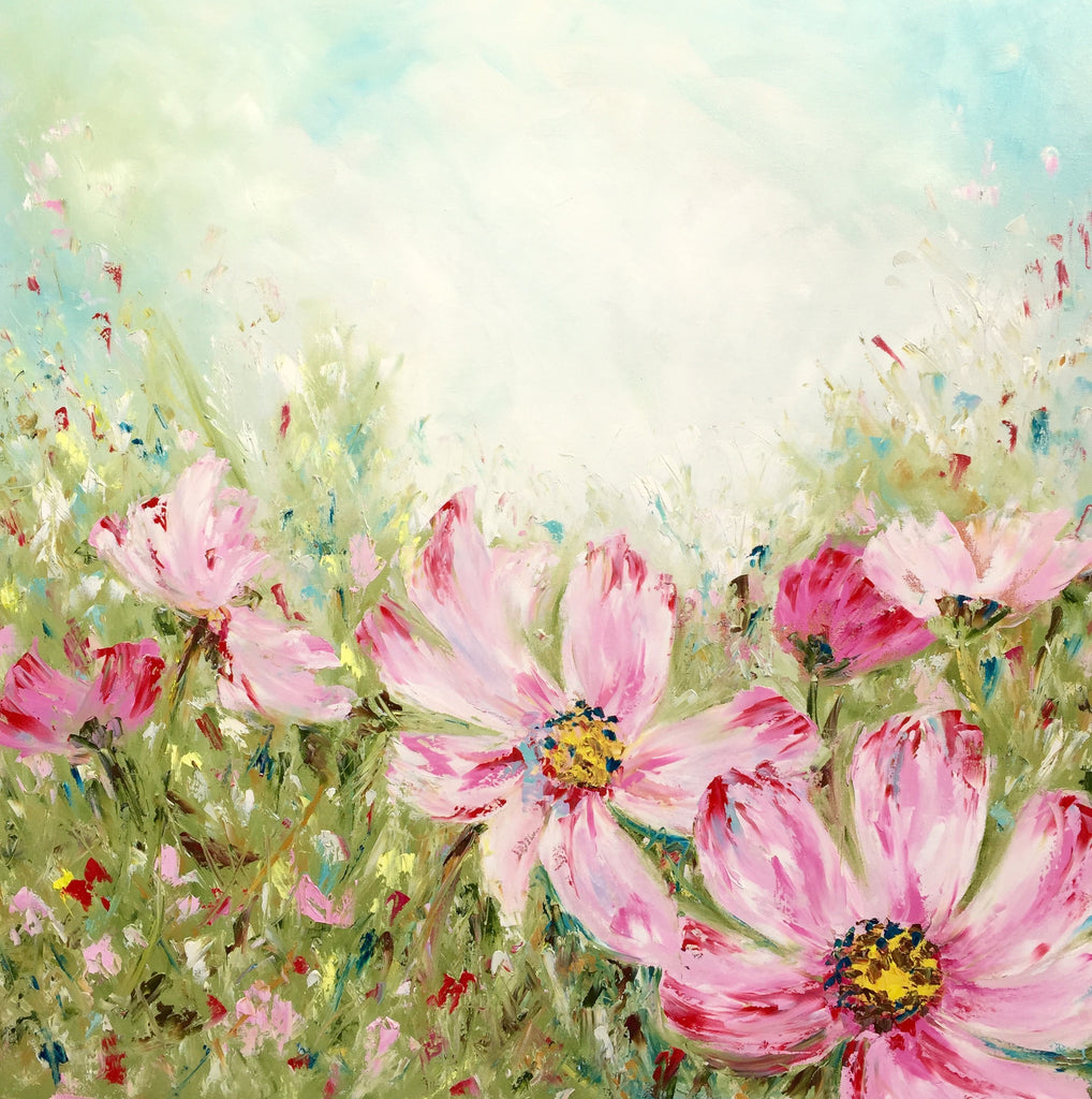 Pink Summer Meadow painting Emma Bell - Christenberry Collection