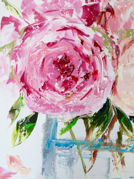 Peonies in a Glass Vase painting Emma Bell - Christenberry Collection