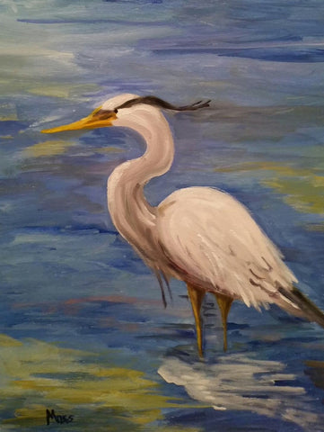 Carolina Heron 2 painting Jenny Moss - Christenberry Collection