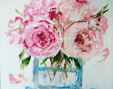 Peonies in a Glass Vase painting Emma Bell - Christenberry Collection