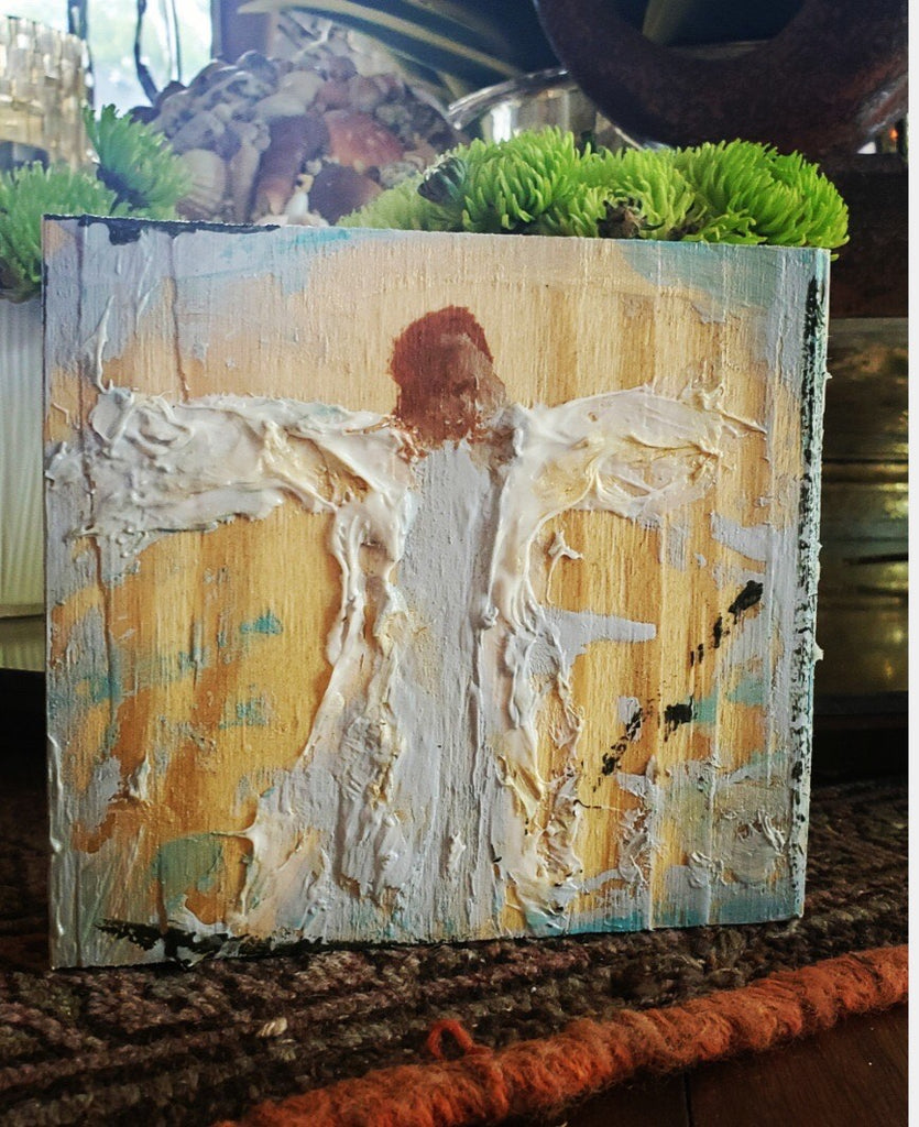 Angel on Wood painting Amy Christenberry - Christenberry Collection