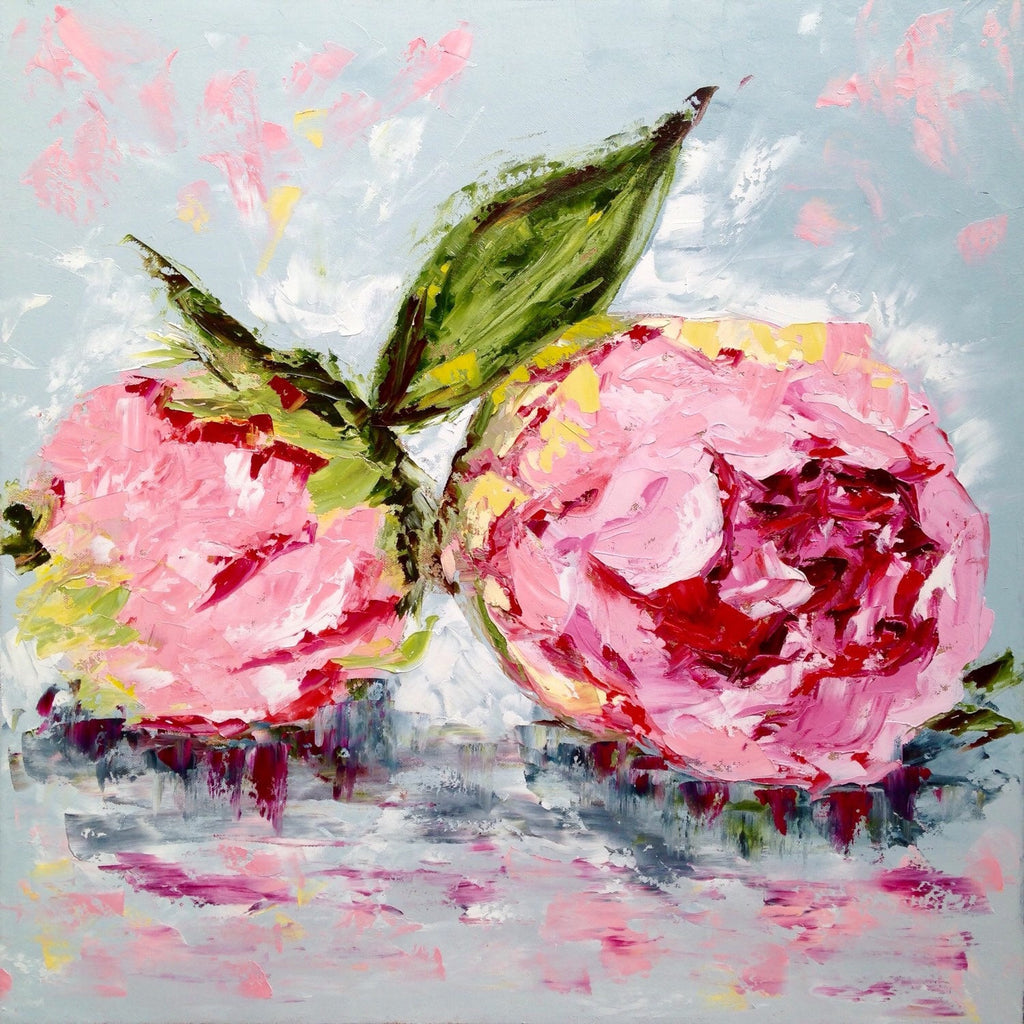 Two Pink Peonies painting Emma Bell - Christenberry Collection