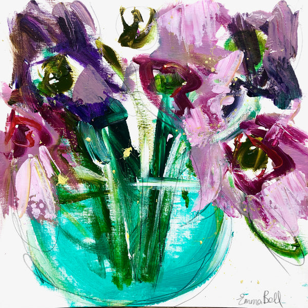 Vase of Pink and Lilac II painting Emma Bell - Christenberry Collection