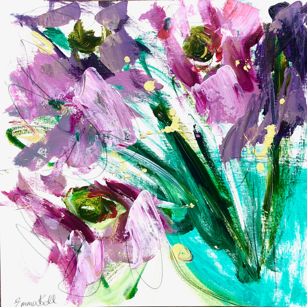 Vase of Pink and Lilac I painting Emma Bell - Christenberry Collection