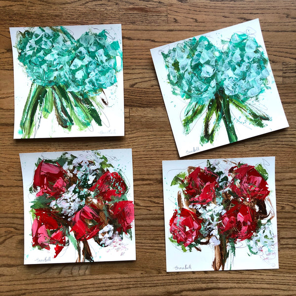 Aqua Hydrangeas I painting Emma Bell - Christenberry Collection