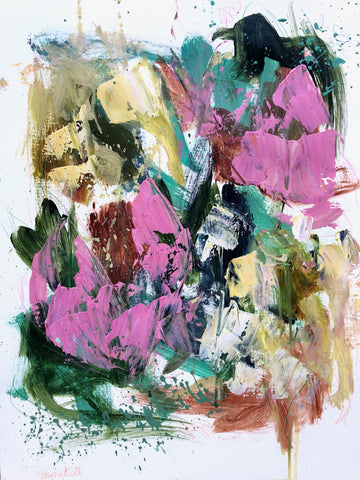 Pink and Yellow Flowers painting Emma Bell - Christenberry Collection