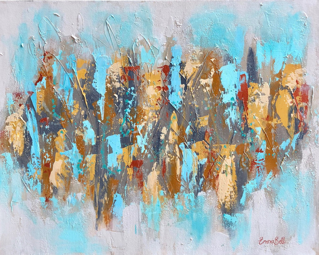 Aqua Abstract painting Emma Bell - Christenberry Collection