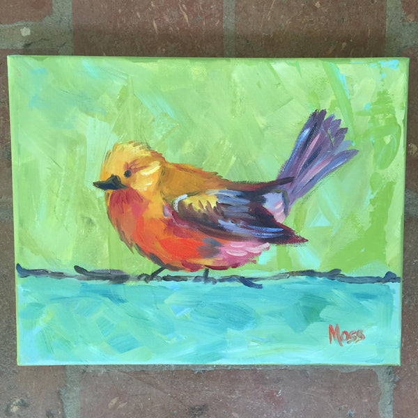 Bird on a Wire painting Jenny Moss - Christenberry Collection
