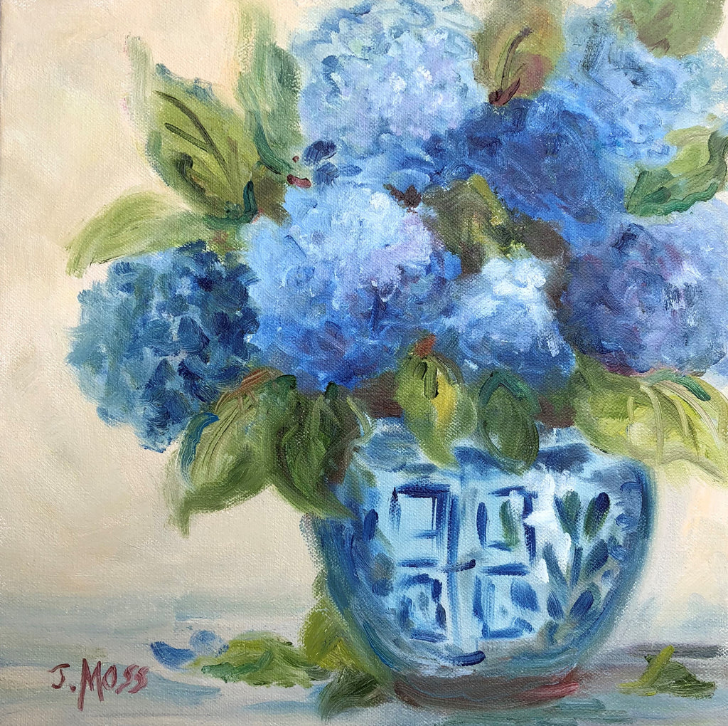 Oriental Blues painting Jenny Moss - Christenberry Collection