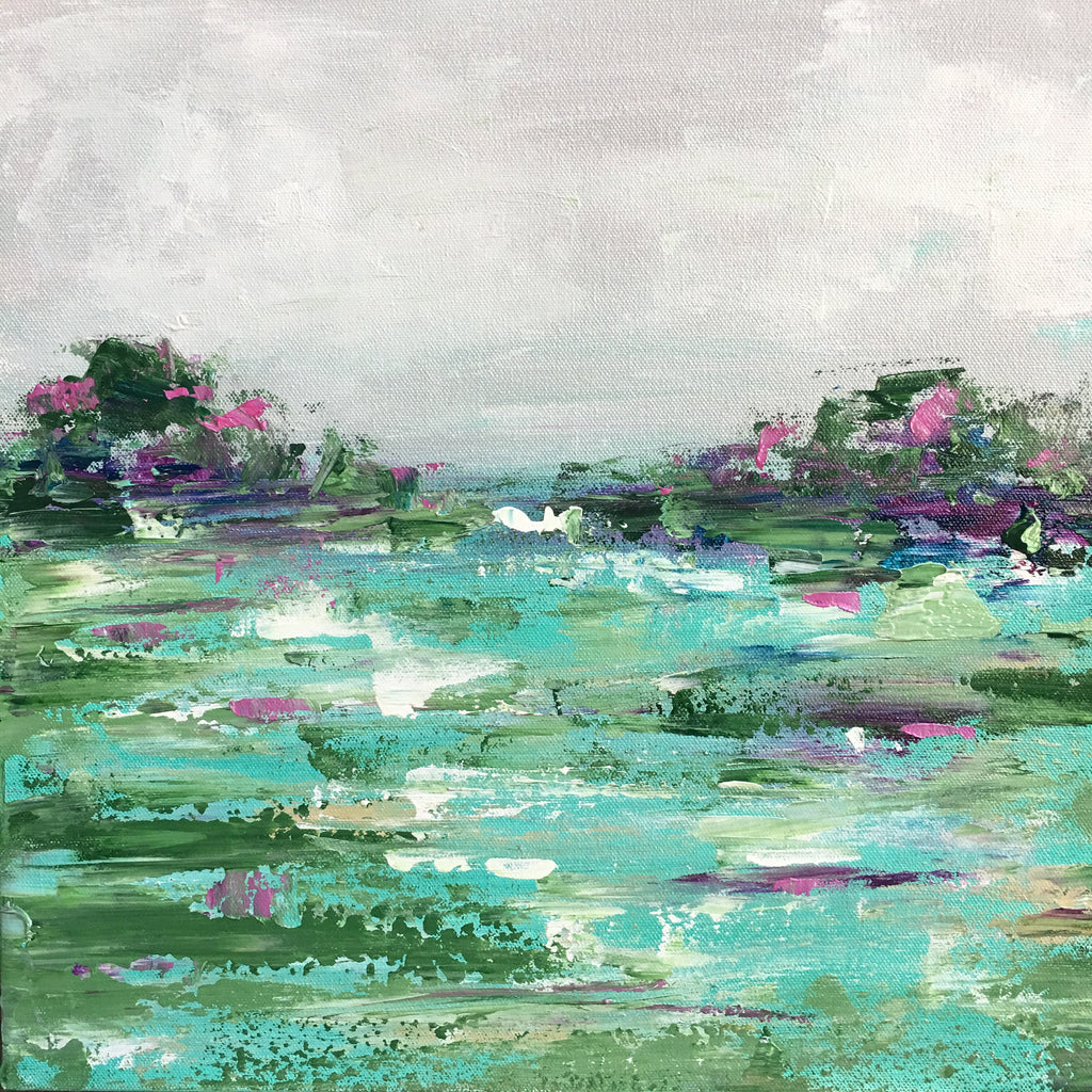 Aqua Green Marsh painting Emma Bell - Christenberry Collection