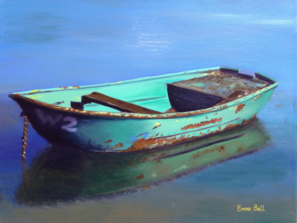 Old Green Boat painting Emma Bell - Christenberry Collection