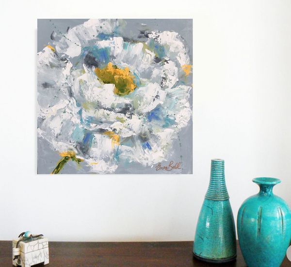 White Flower painting Emma Bell - Christenberry Collection