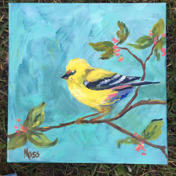 Yellow Bird painting Jenny Moss - Christenberry Collection
