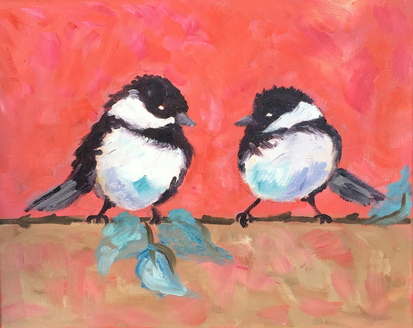 Two Birds on a Wire painting Jenny Moss - Christenberry Collection