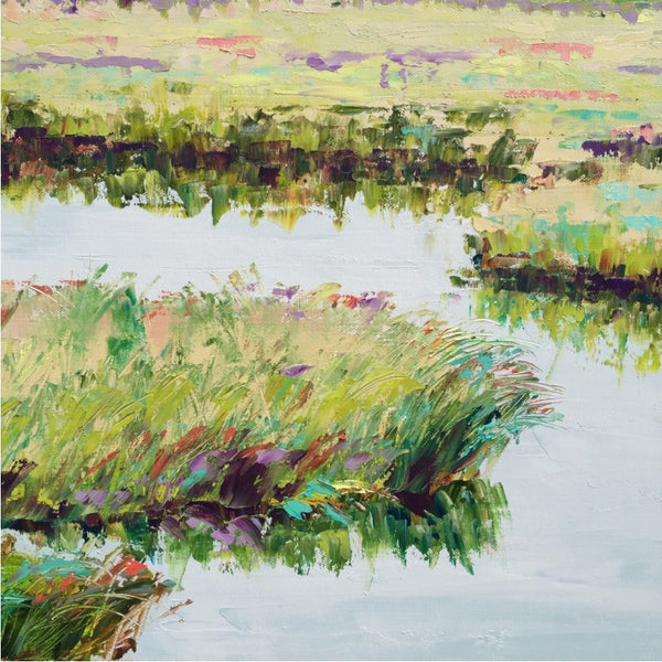 Pale Green Marshland painting Emma Bell - Christenberry Collection